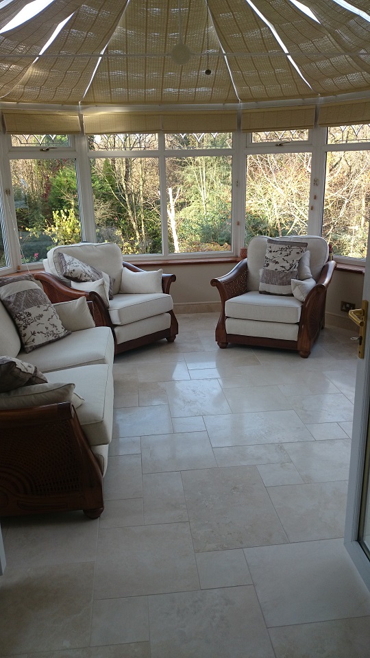 Travertine Convservatory Cleaned And Polished Floor