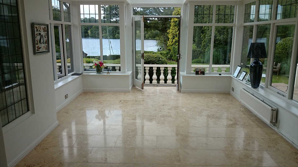 Travertine Floor Restoration, Cleaning, Filling, Polishing