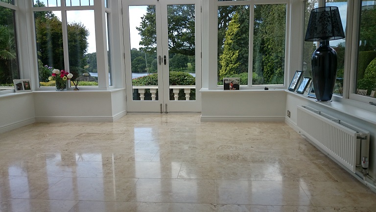 Travertine Floor After Cleaning And Polishing